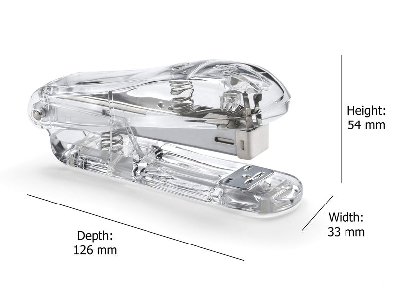 OSCO Clear Acrylic Stapler | 10 Sheet Capacity | Transparent | Standard 26/6mm Staples | Handheld | Top-Loading | H5.4 x W3.3 x D12.6 cm | - Image 4